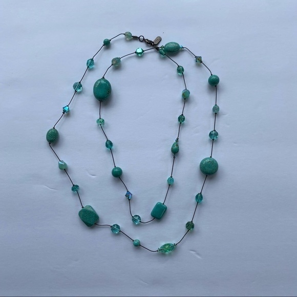 Turquoise Dabby Reid Annie illusion Long Necklace - Picture 1 of 7